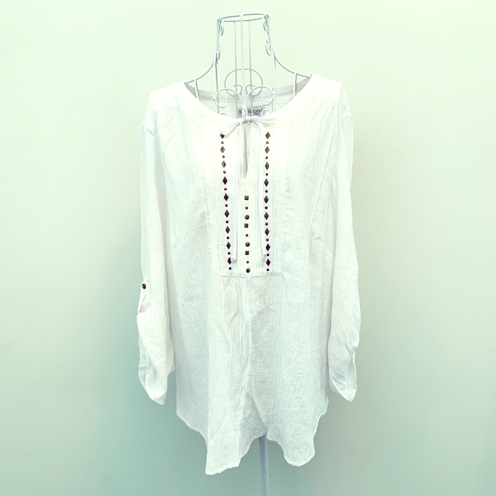 Women’s Kim Rogers Sz 2X White Peasant Blouse